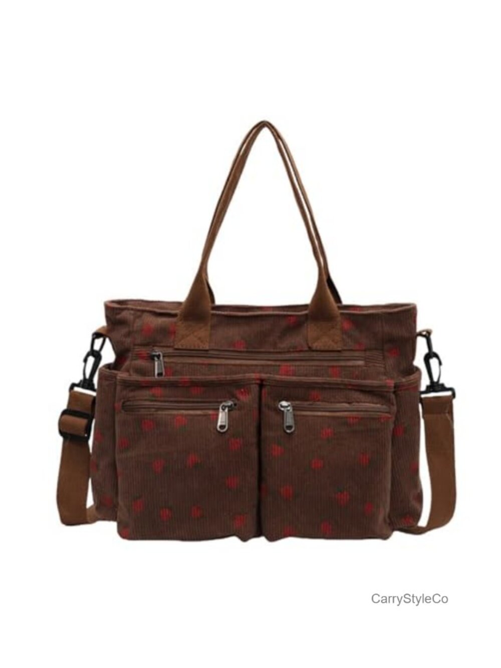 Women Corduroy Strawberry Tote Bag Kawaii Shoulder Purse Crossbody Work Bag